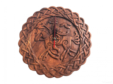 Uhr aus Holz "Odin und Sleipnir"