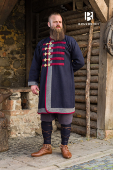 Rus - Wikinger Mantel Kosma aus Wolle - blau/rot/grau