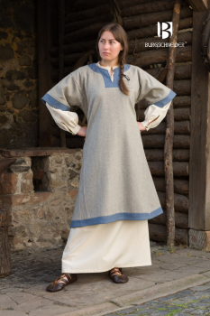 Rus - Wikingerkleid Luiza aus Wolle - grau/blau